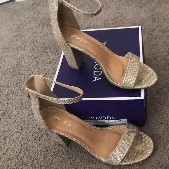 Champagne Glitter Chunky heels - Picture 3 of 4